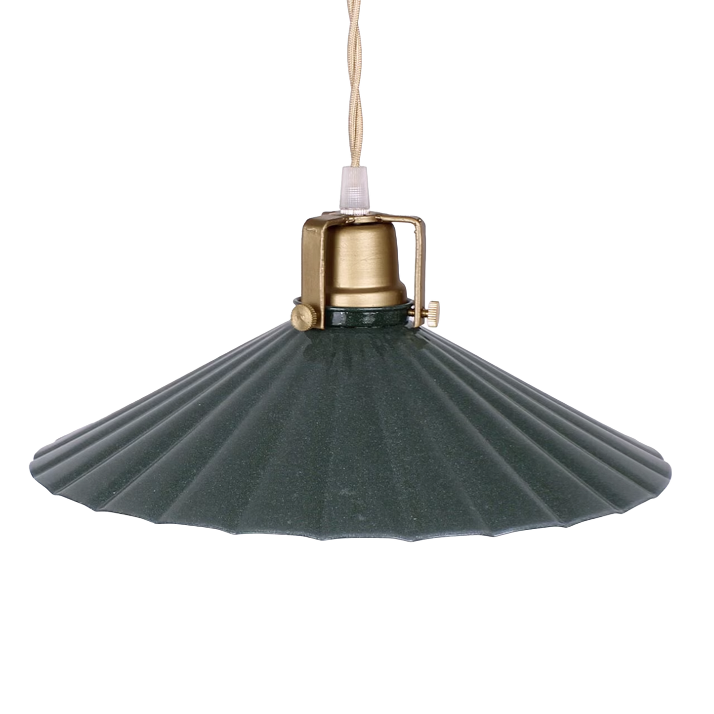 Valentina Pendant Lamp in Forest Green – elegant iron light fixture with modern pleated design
