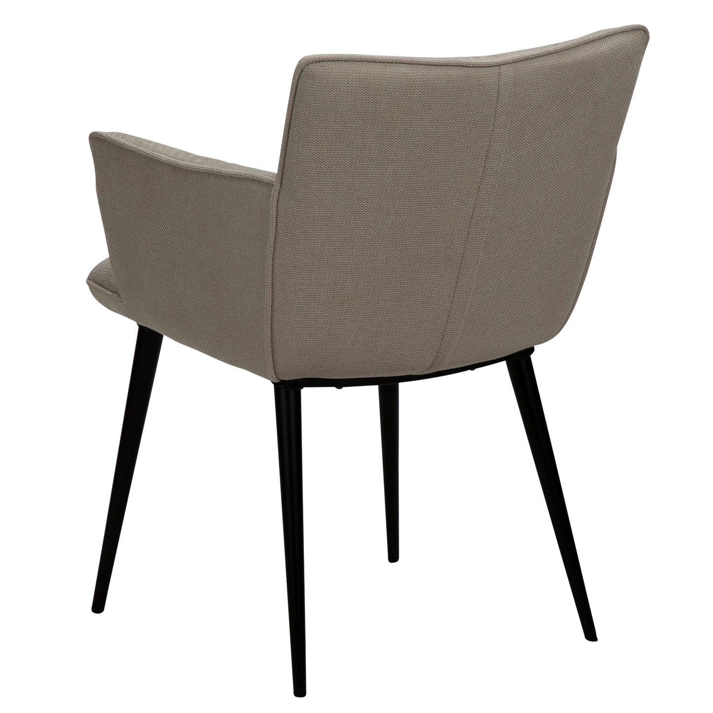 JUSTIN Armchair in desert sand fabric with sleek black metal legs, designed by Says Who