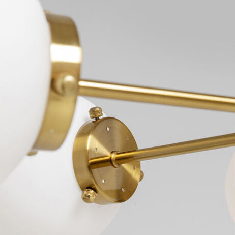 JOE Gold Pendant Lamp with six frosted glass globes and sleek gold frame.