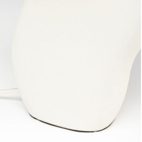 MARK White Table Lamp with a sculptural organic-shaped base and minimalist dome-shaped shade.