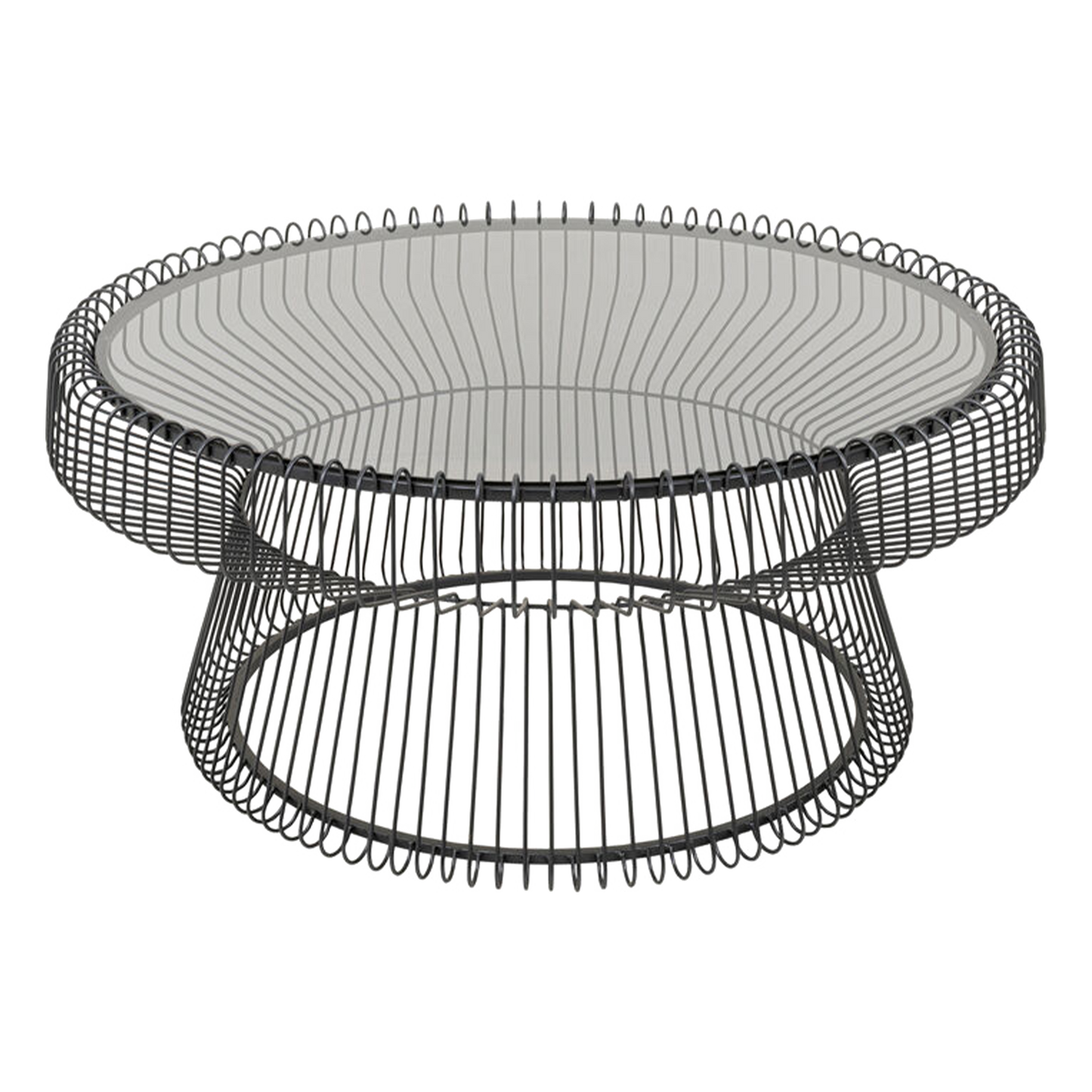 JOAQUIN Black Coffee Table with tempered glass top and wireframe black base for modern interiors.