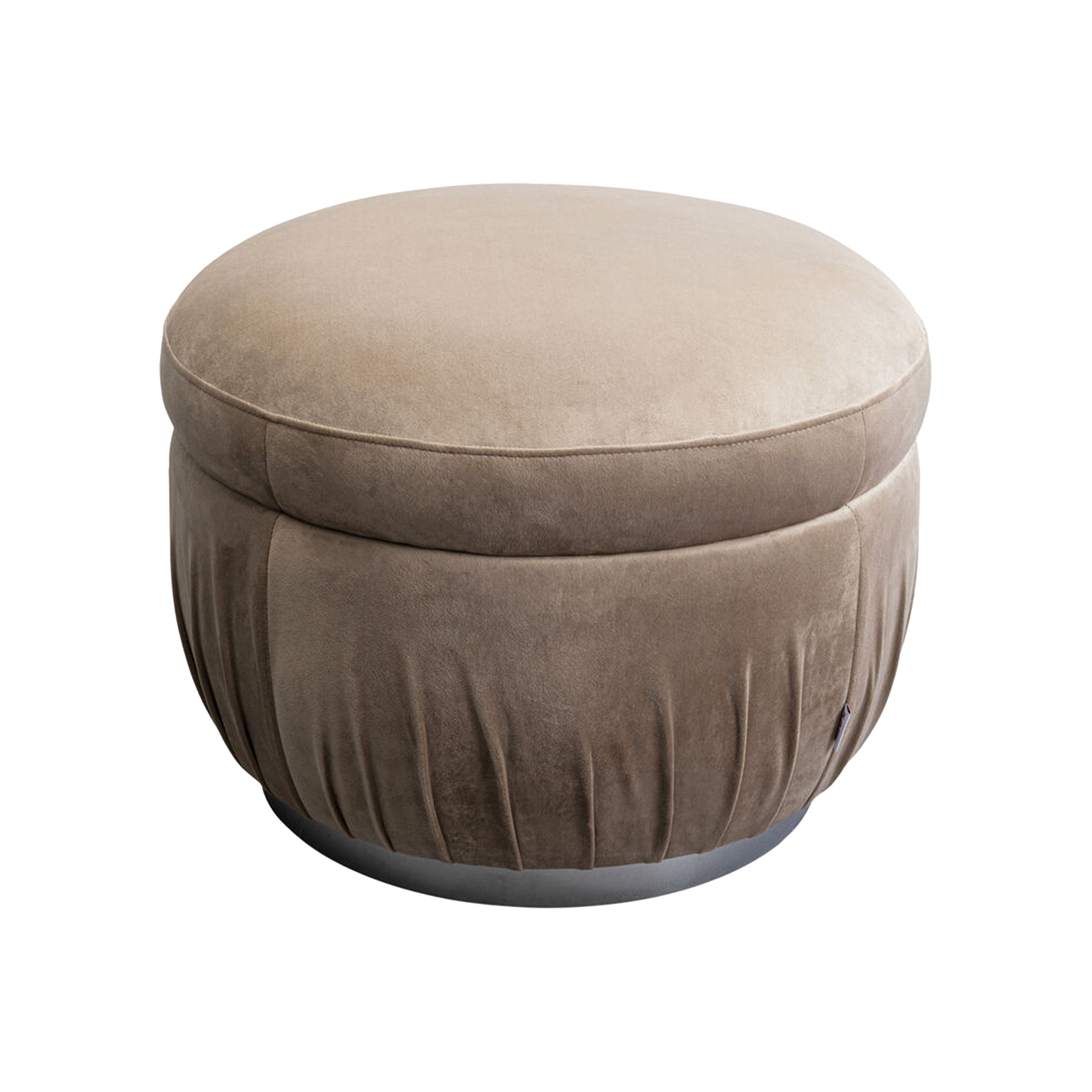HALLE Stool Nube Grey upholstered in soft velvet with ruched detailing and cushioned top.