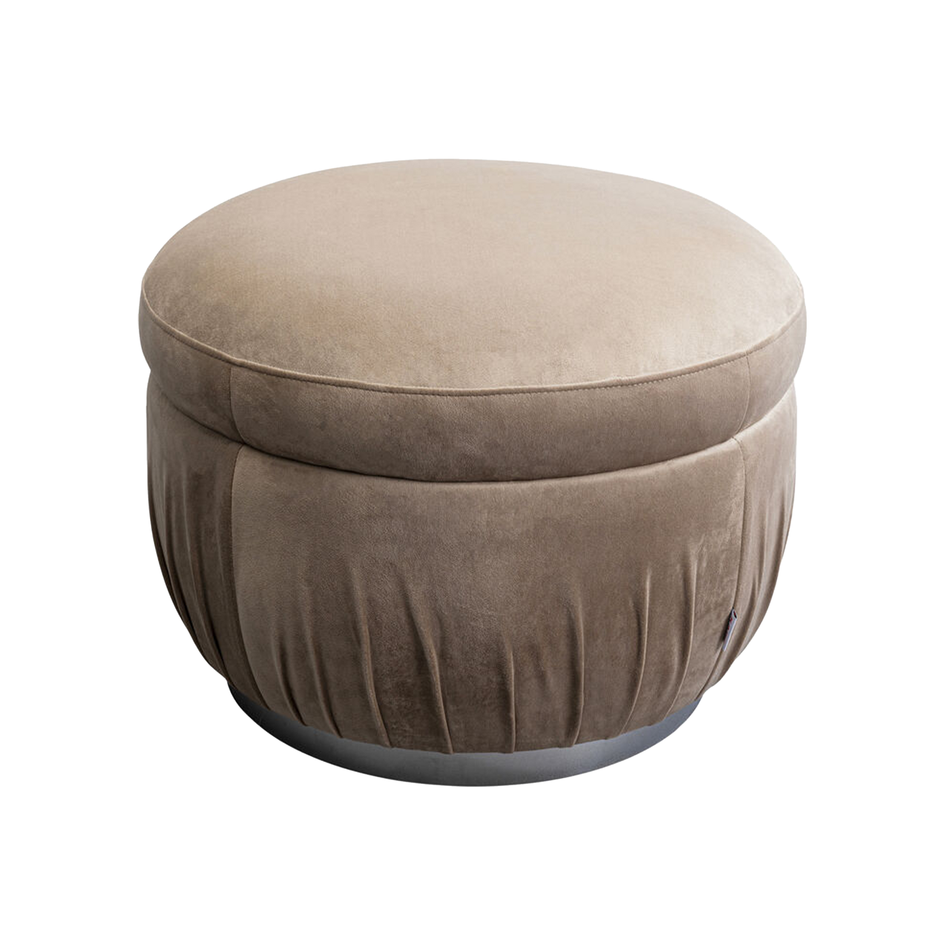 HALLE Stool Nube Grey upholstered in soft velvet with ruched detailing and cushioned top.