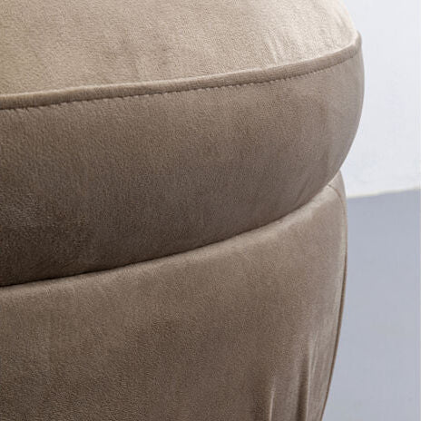 HALLE Stool Nube Grey upholstered in soft velvet with ruched detailing and cushioned top.