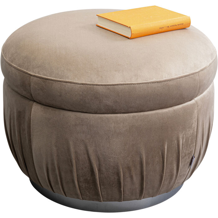 HALLE Stool Nube Grey upholstered in soft velvet with ruched detailing and cushioned top.