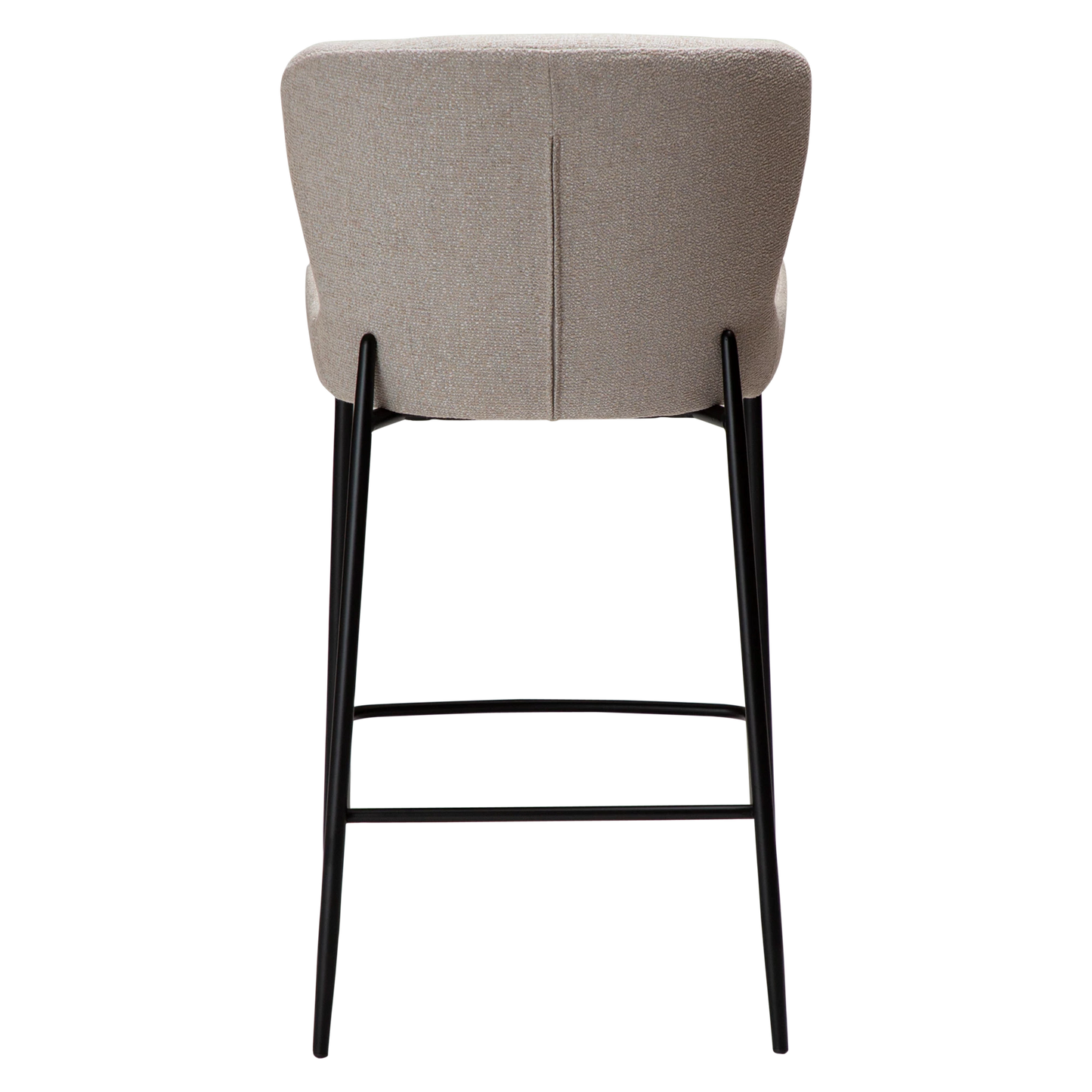 KYLIE Counter Stool in cashmere bouclé fabric with black metal legs, perfect for modern kitchen counters