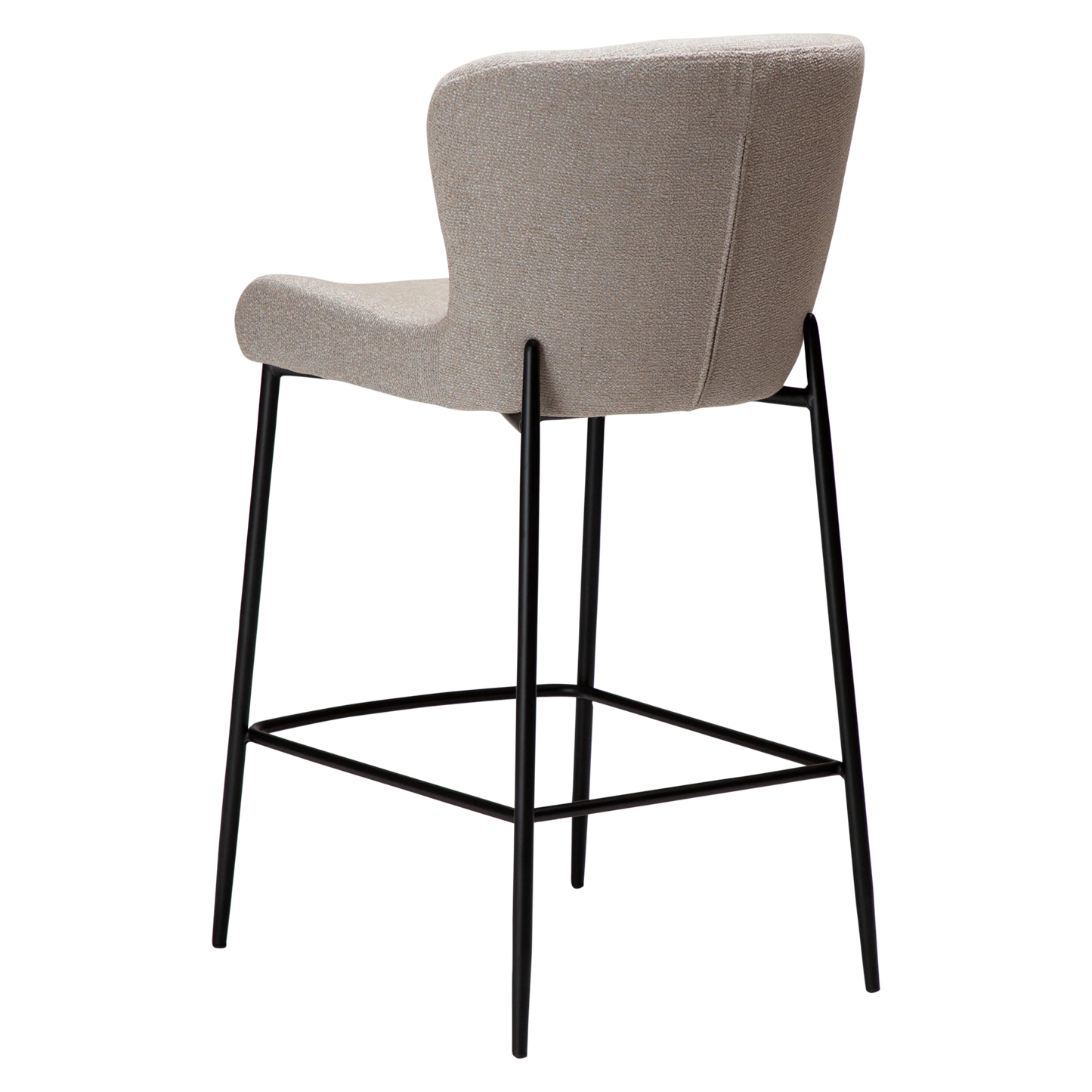 KYLIE Counter Stool in cashmere bouclé fabric with black metal legs, perfect for modern kitchen counters