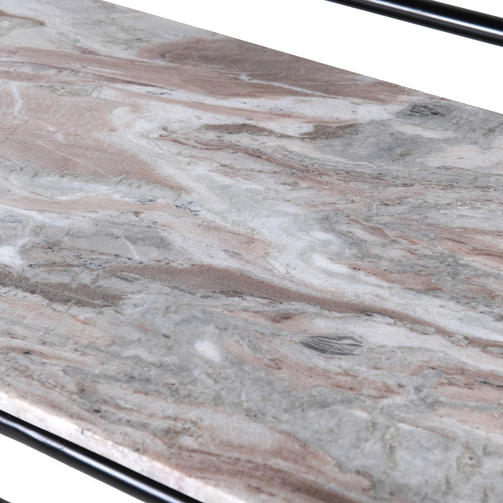 Large SHAK Marble Top Console Table with black metal frame