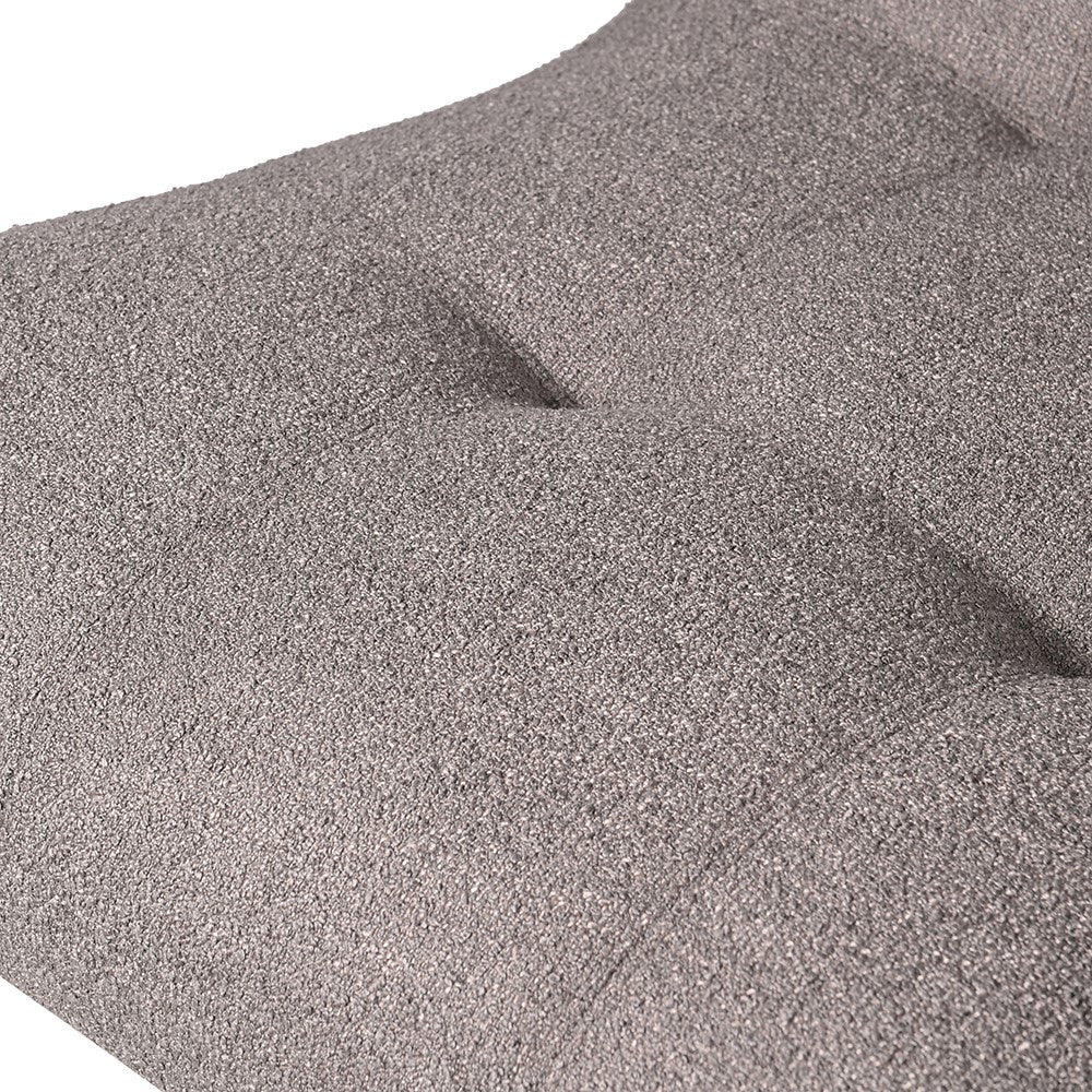 SOFIA Grey Lounge Chair with tufted cushioning, sleek black wooden armrests, and modern design for comfort and style.