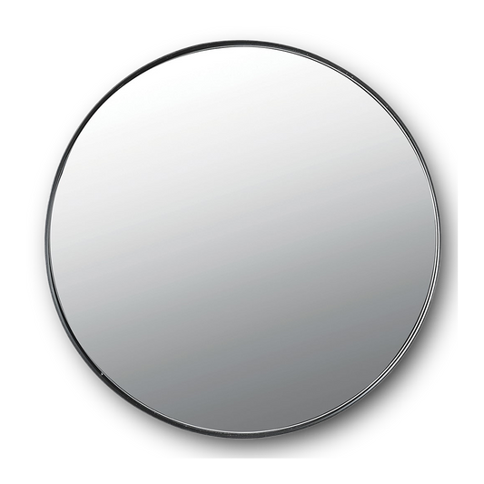 ANGELINA Large round Nordic wall mirror with black minimalist frame.