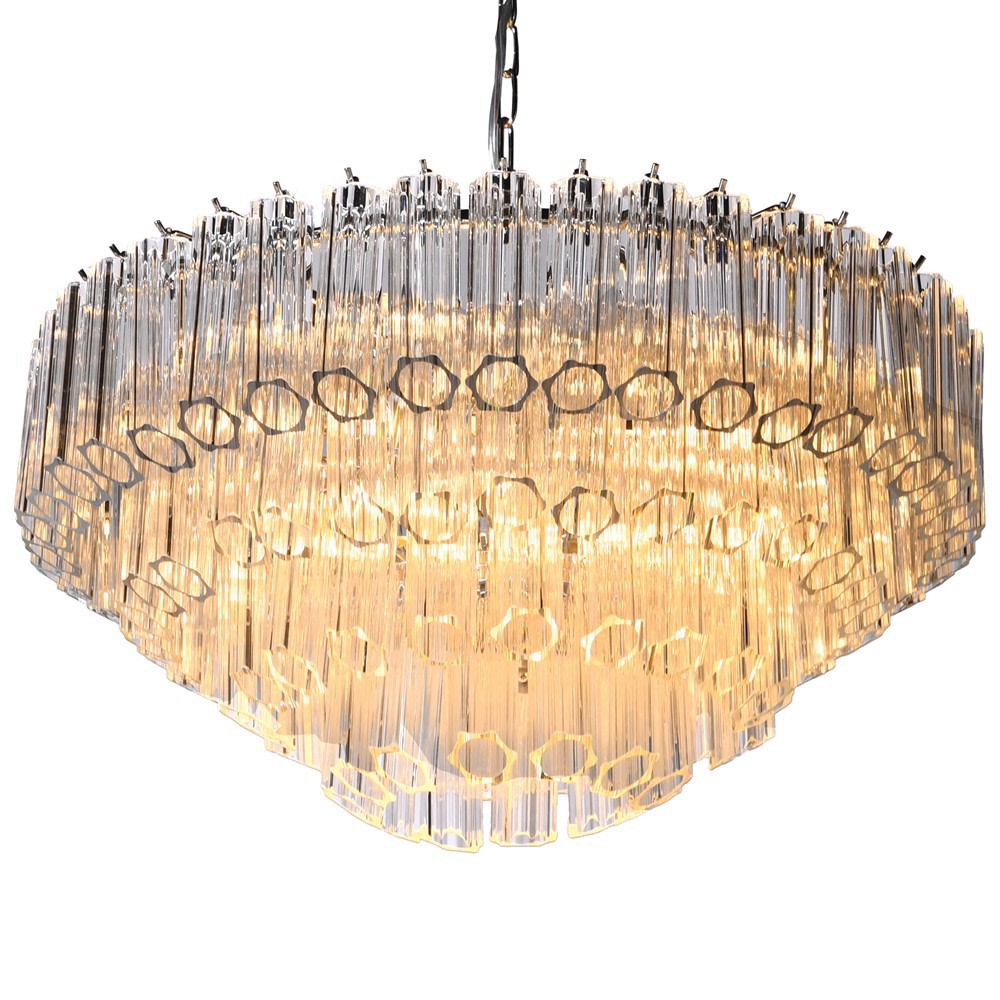 BRITNEY 4 Tier Tubular Chandelier with cascading glass pendants