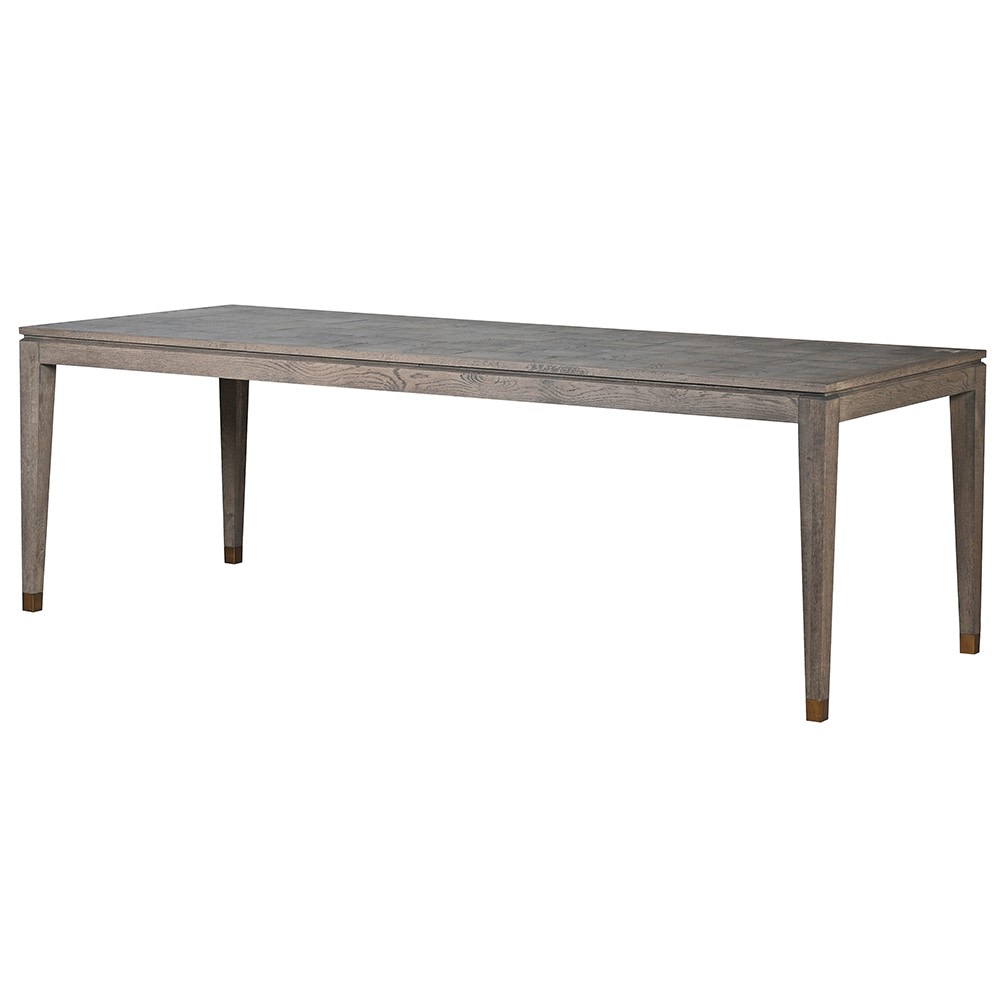 Mireda Square Dining Table in oak with brass inlay details, perfect for adding a modern yet retro touch to your dining area
