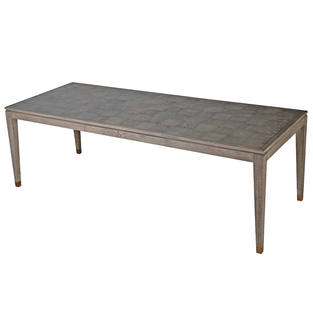 Mireda Square Dining Table in oak with brass inlay details, perfect for adding a modern yet retro touch to your dining area