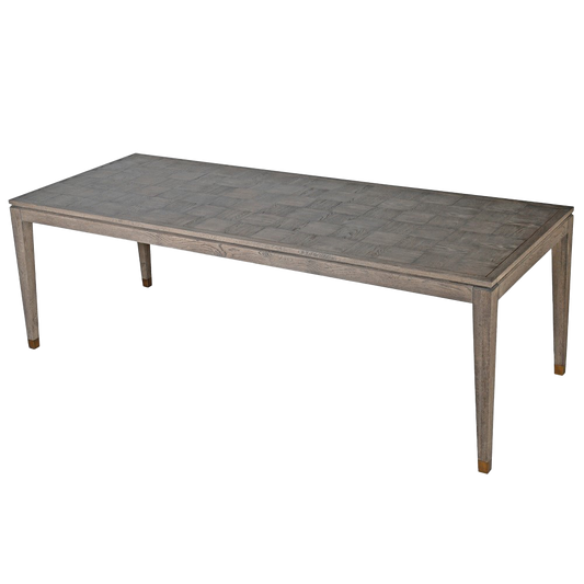 Mireda Square Dining Table in oak with brass inlay details, perfect for adding a modern yet retro touch to your dining area