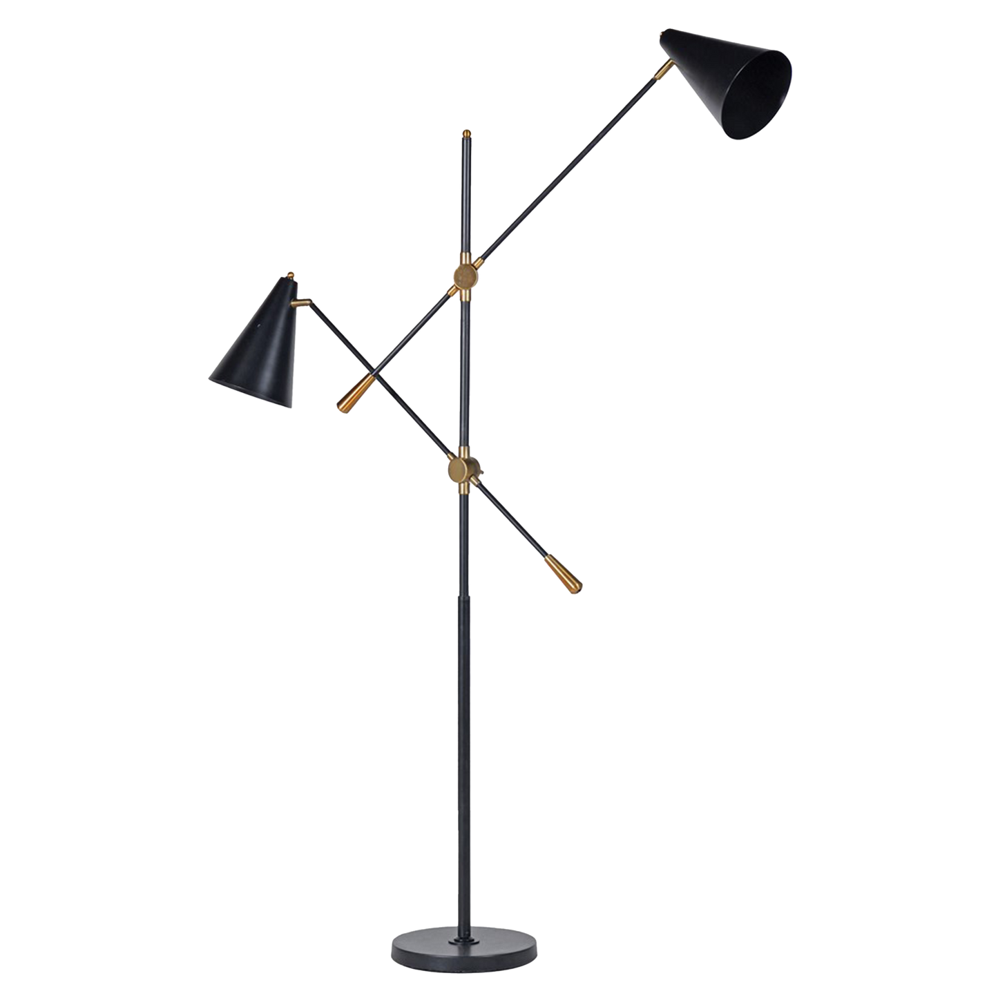 TINA Black metal twin lamp with adjustable arms, brass accents, and a sleek matte finish for modern interiors.