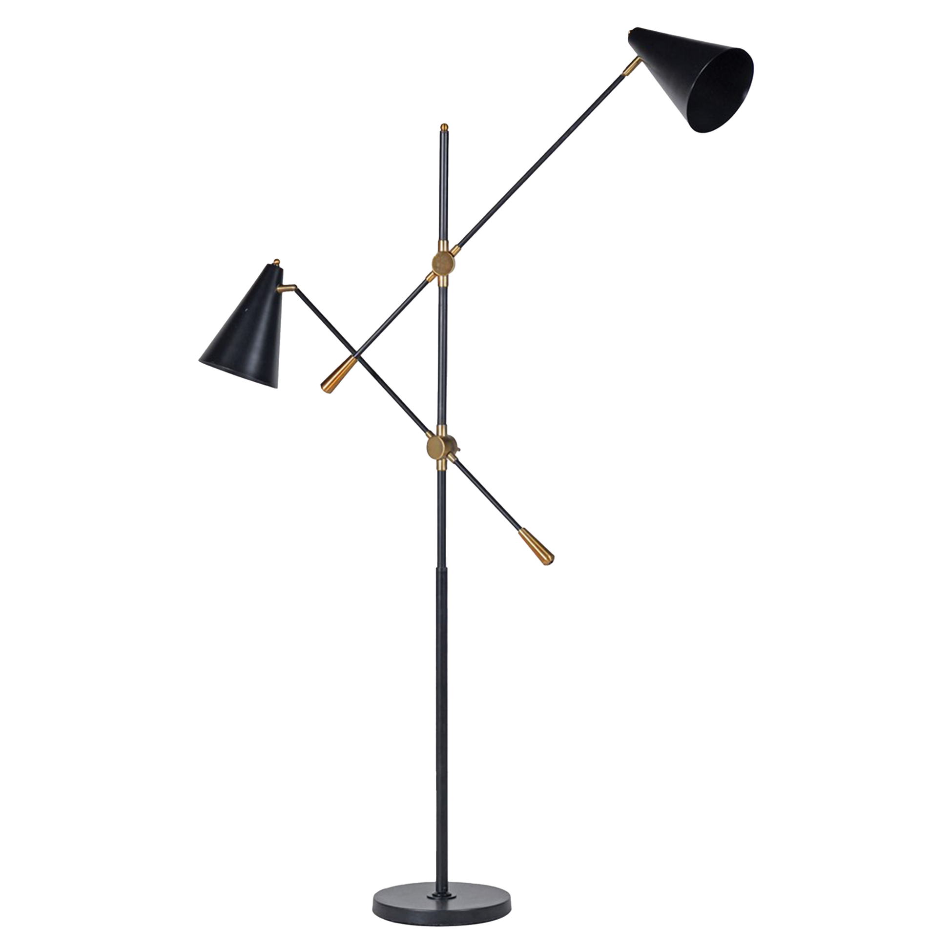 TINA Black metal twin lamp with adjustable arms, brass accents, and a sleek matte finish for modern interiors.