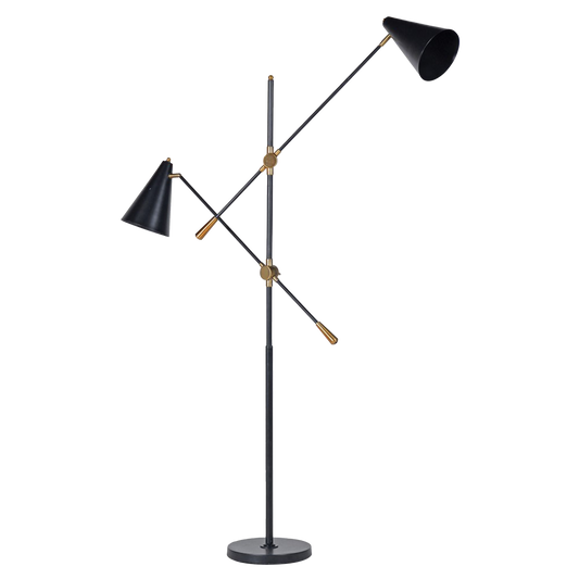 TINA Black metal twin lamp with adjustable arms, brass accents, and a sleek matte finish for modern interiors.