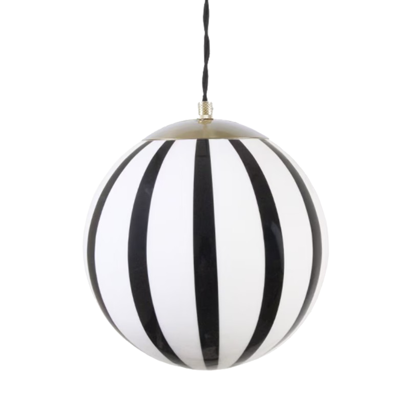 Elegant globe-shaped ceiling light with warm beige striped opal glass.