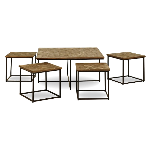 Saoirse reclaimed teak square nesting coffee tables set of 5 in a modern home