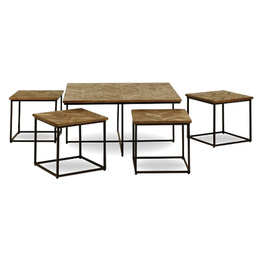Saoirse reclaimed teak square nesting coffee tables set of 5 in a modern home