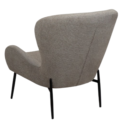 DONNA pebble earth bouclé lounge chair with curved backrest and black legs from AK Interior Living