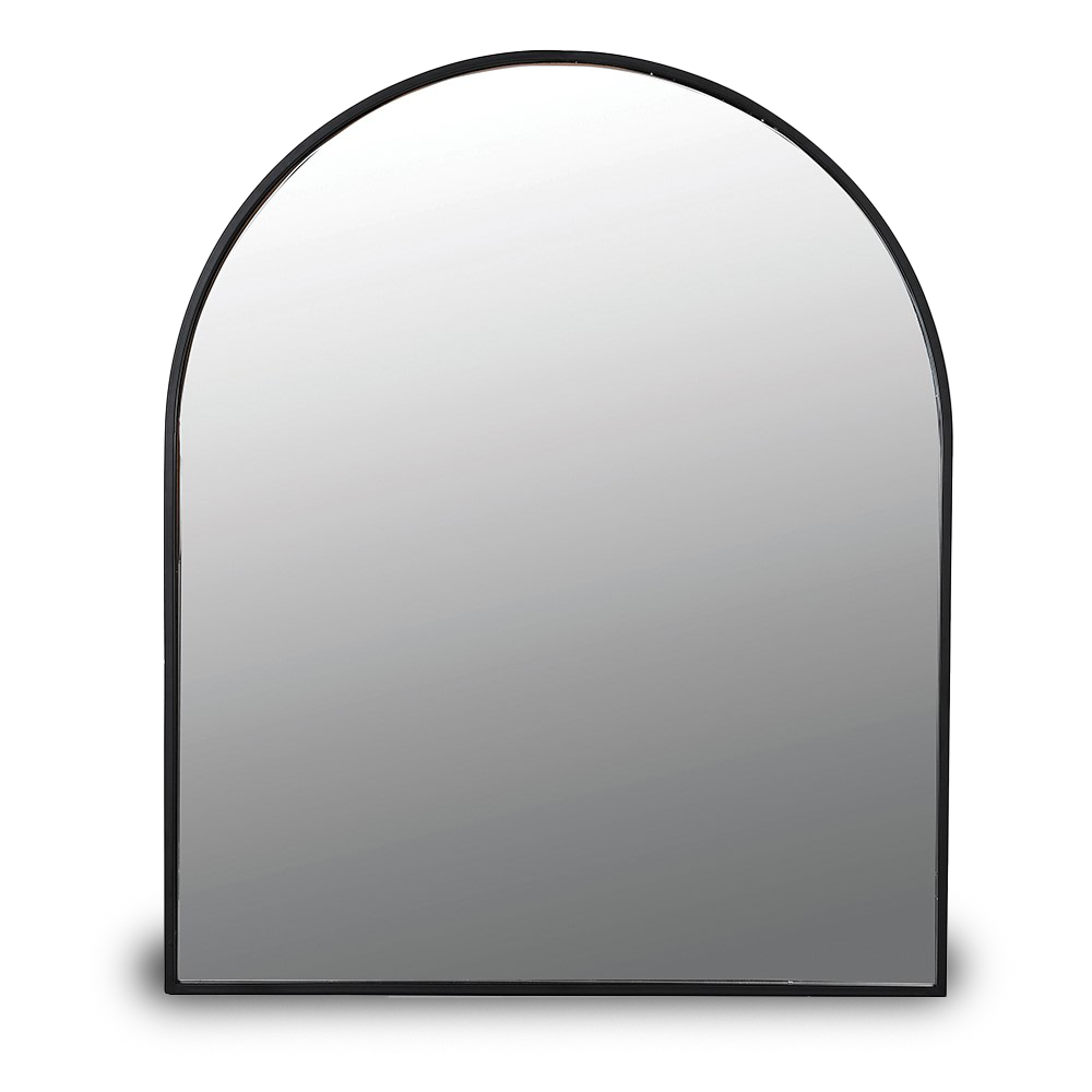 GEORGE Large black arch wall mirror with sleek frame and modern design.