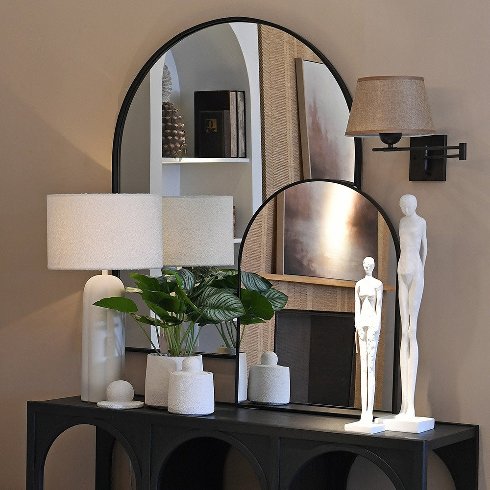 GEORGE Large black arch wall mirror with sleek frame and modern design.
