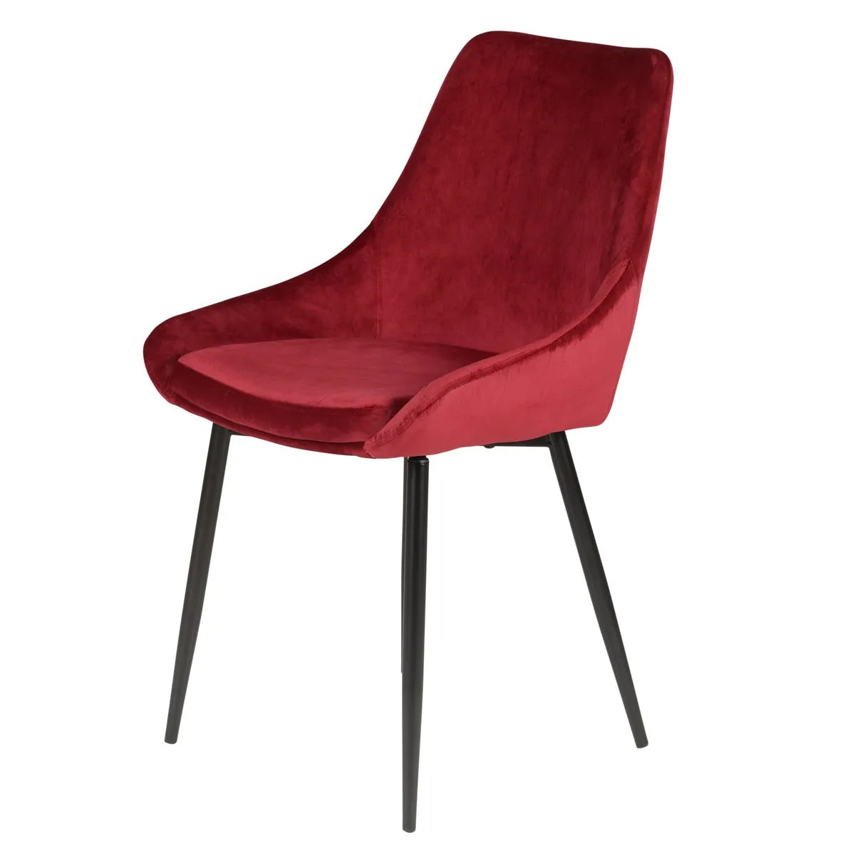 LORA velvet upholstered dining chair with black metal legs from AK Interior Living, modern seating for dining or living spaces.