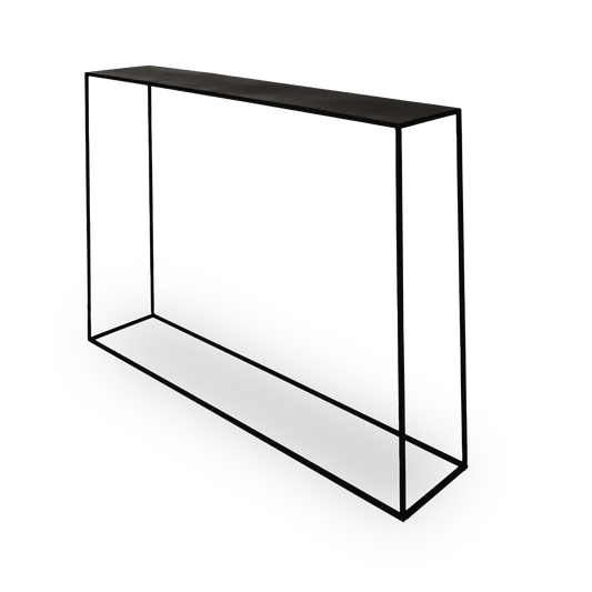 Iria black minimalist metal console table, 110 cm wide – AK Interior Living