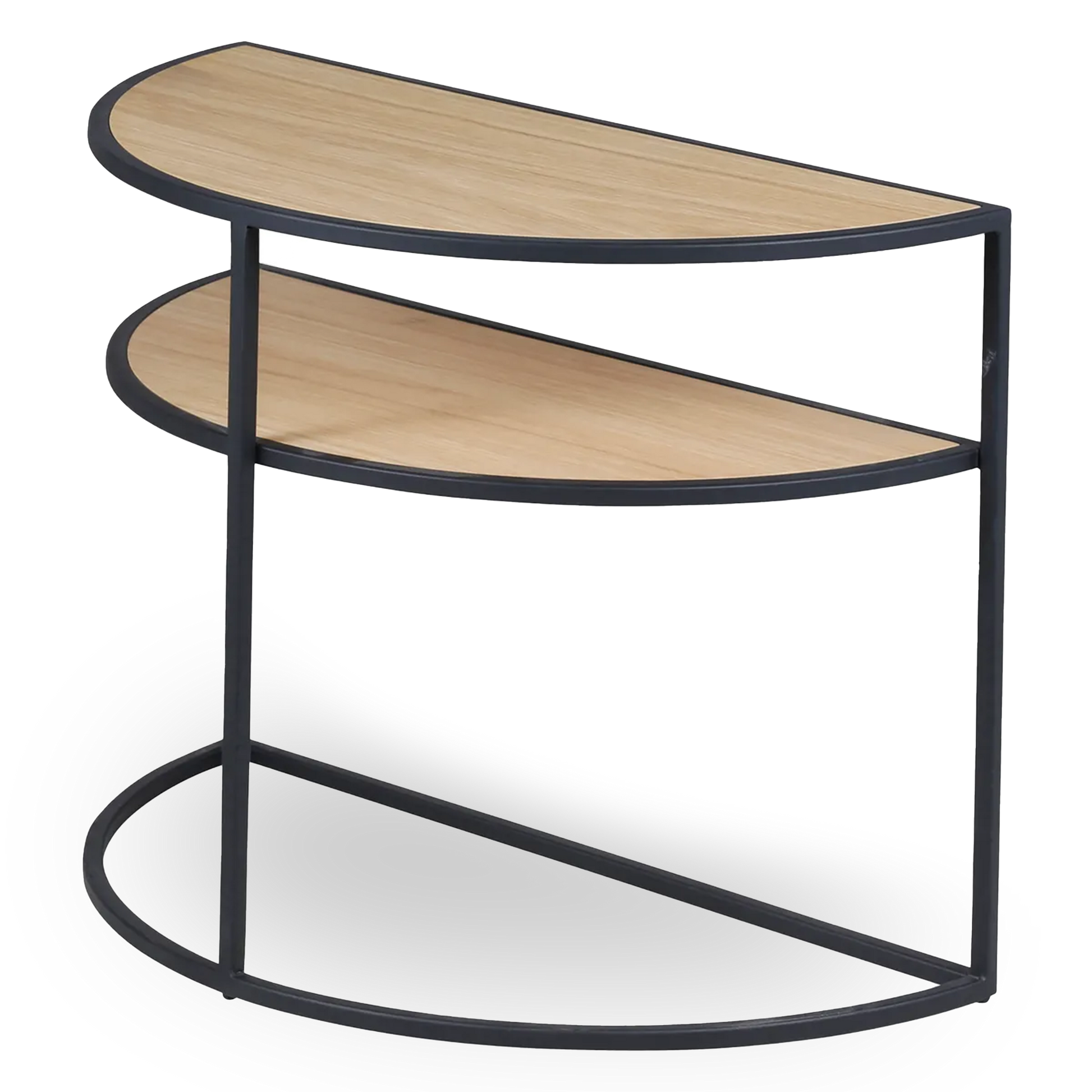 Cataleya natural oak and black metal half-moon side table – AK Interior Living