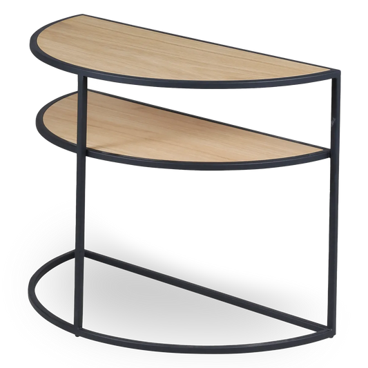 Cataleya natural oak and black metal half-moon side table – AK Interior Living
