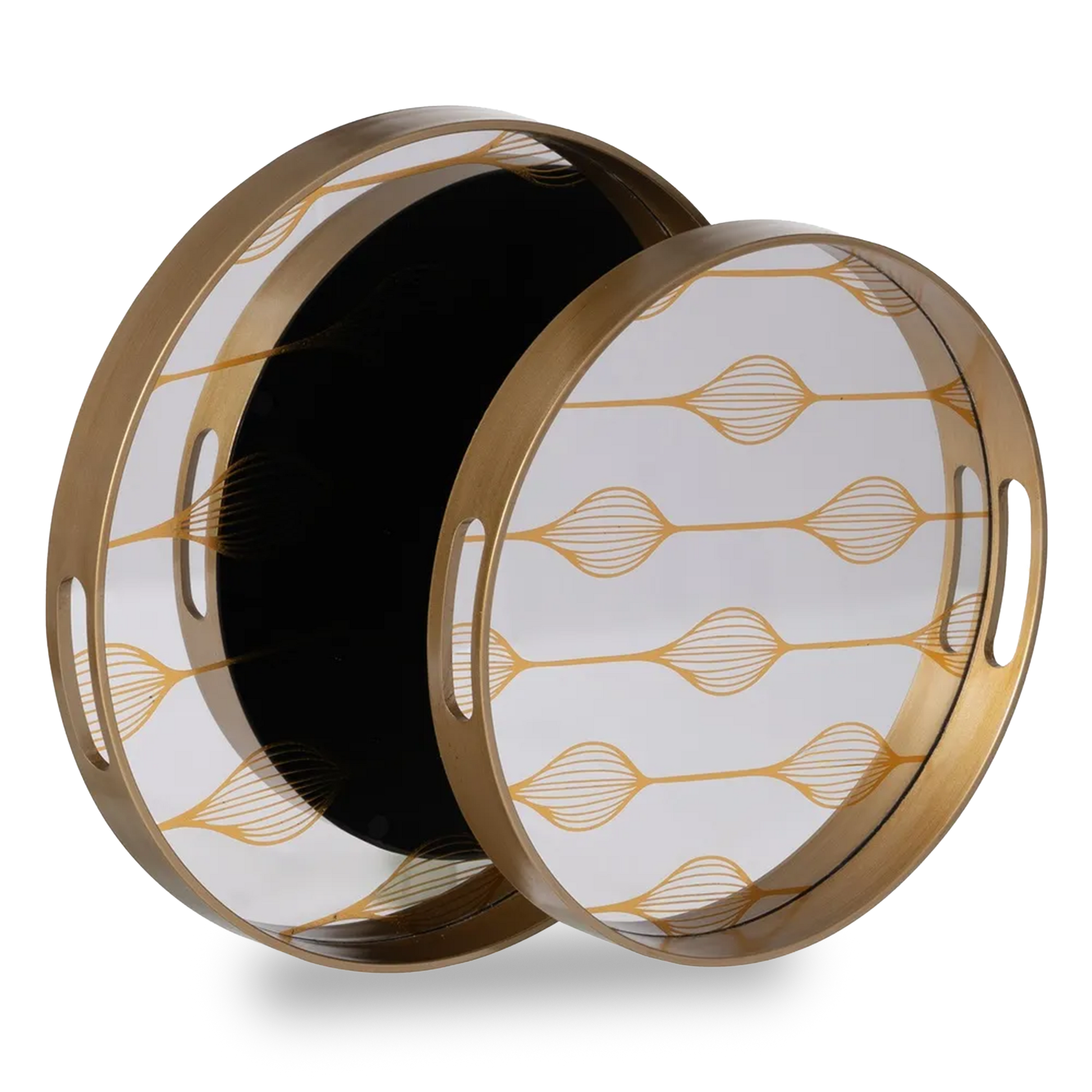 Clíodhna silver-gold mirror tray set with etched pattern for elegant decor