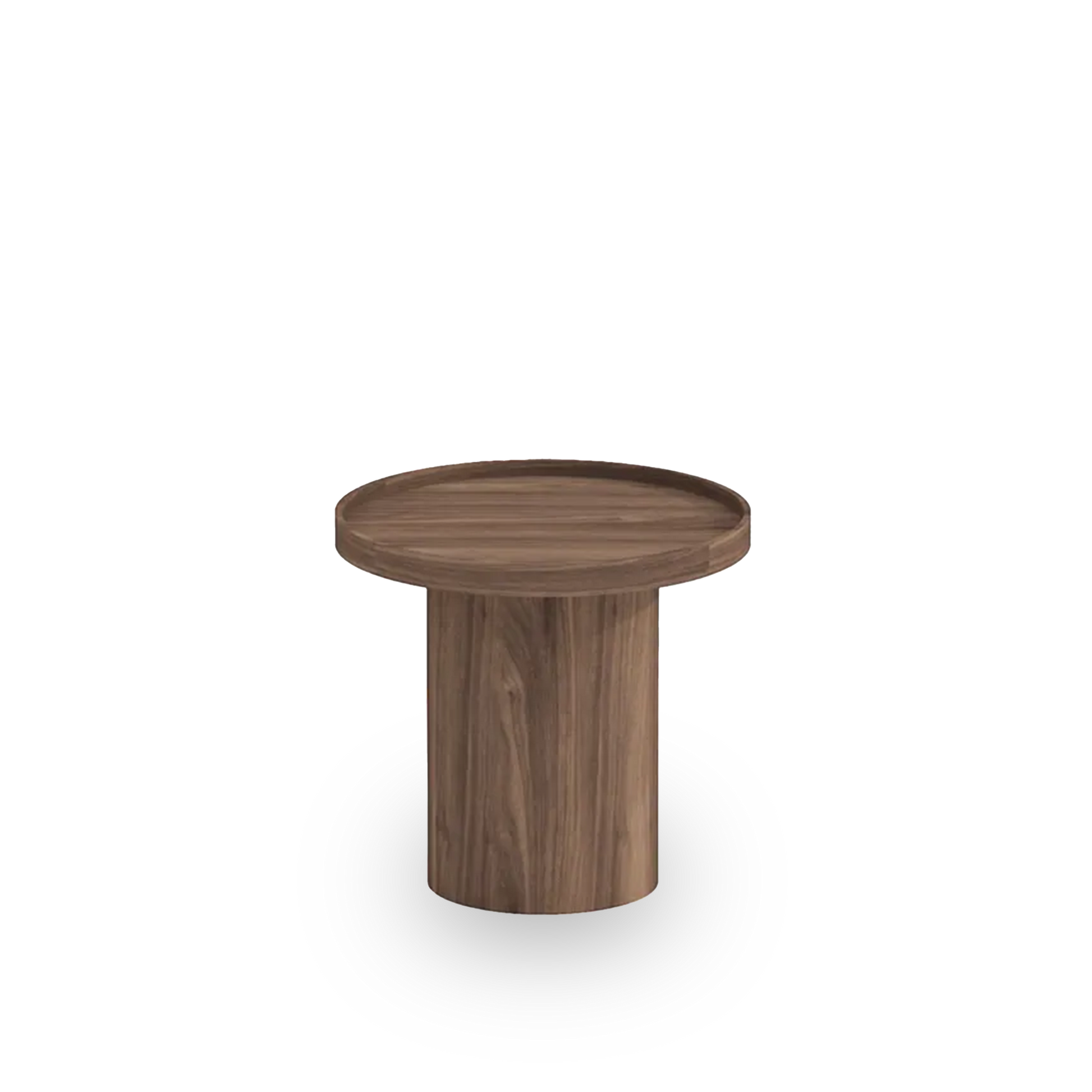 Elia round walnut veneered sofa end table with pedestal base – AK Interior Living