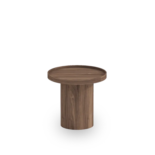 Elia round walnut veneered sofa end table with pedestal base – AK Interior Living