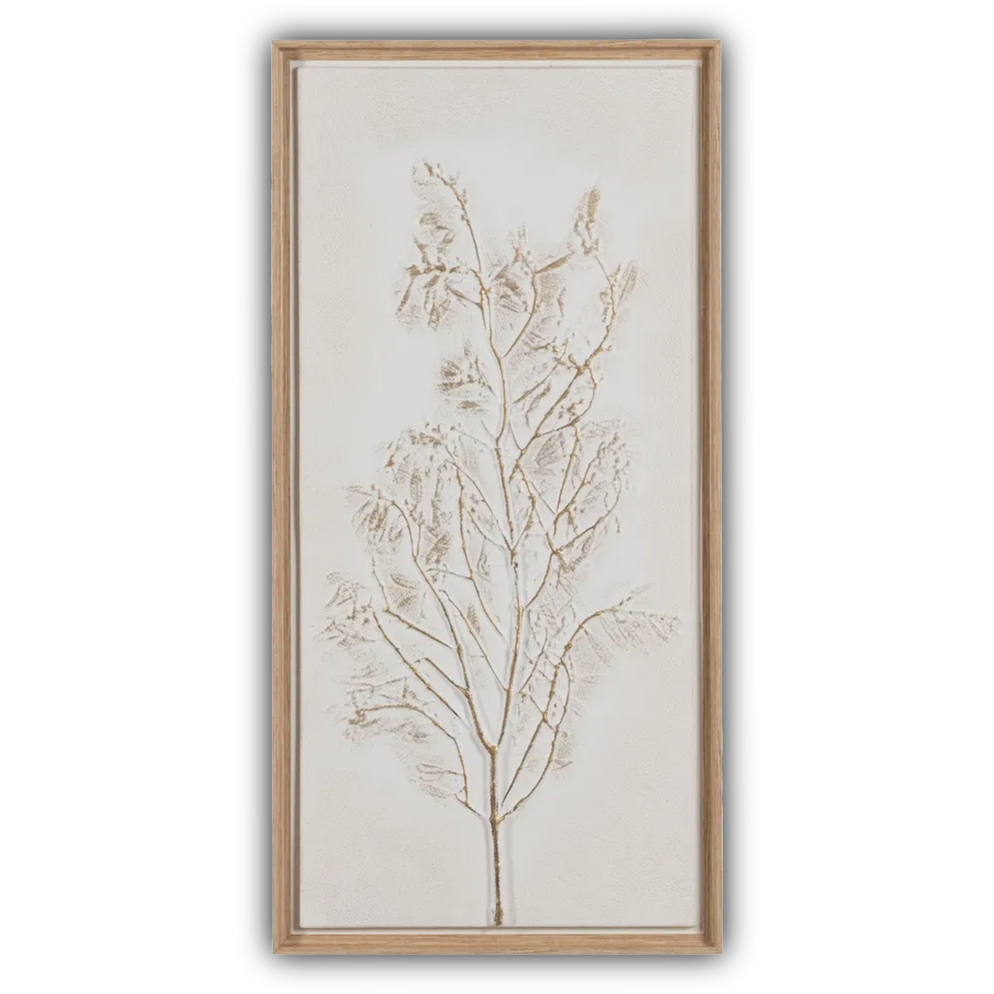 Clodagh botanical relief painting in wooden frame showcasing serene nature vibes