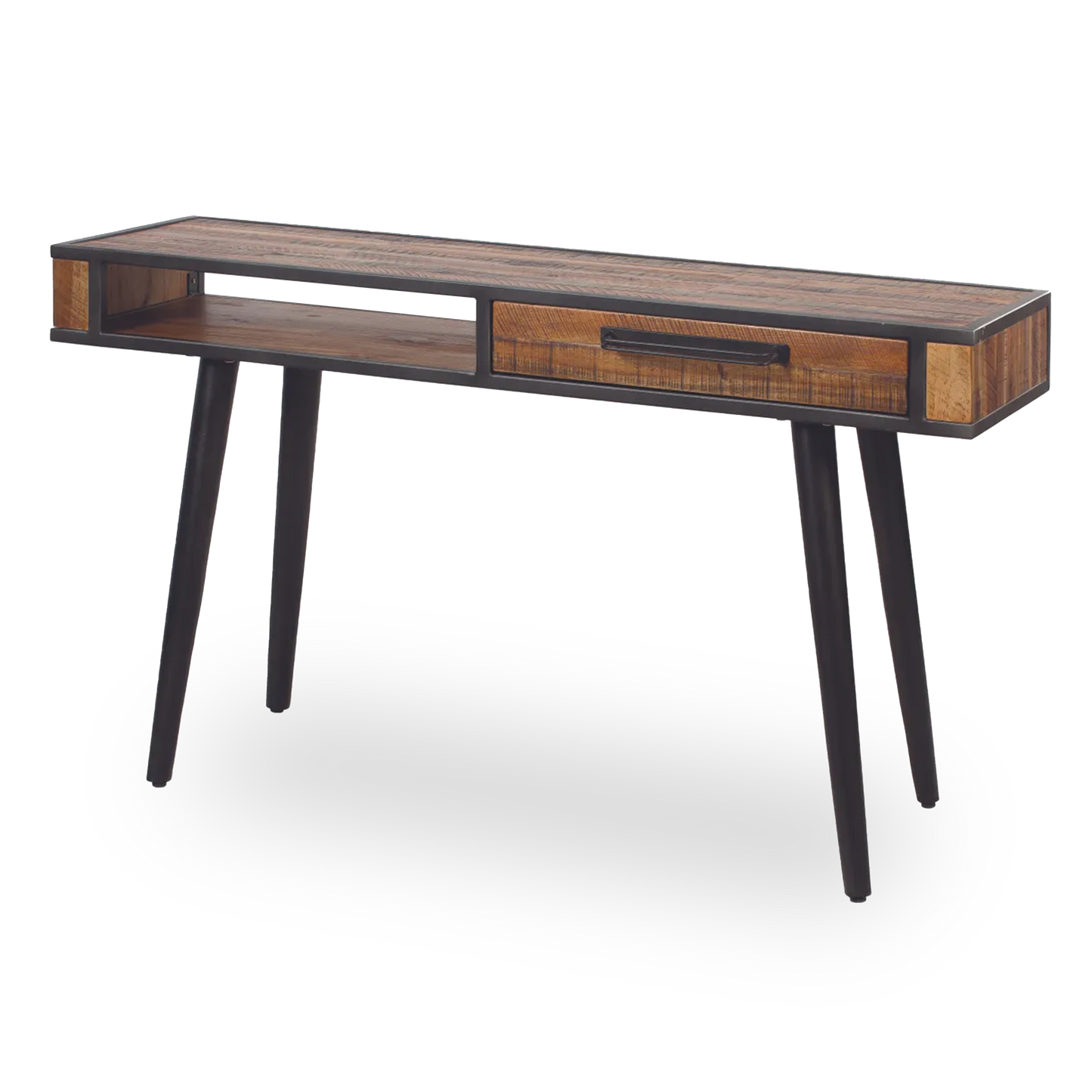 Inés 1-drawer console table with wood top and black metal legs – AK Interior Living