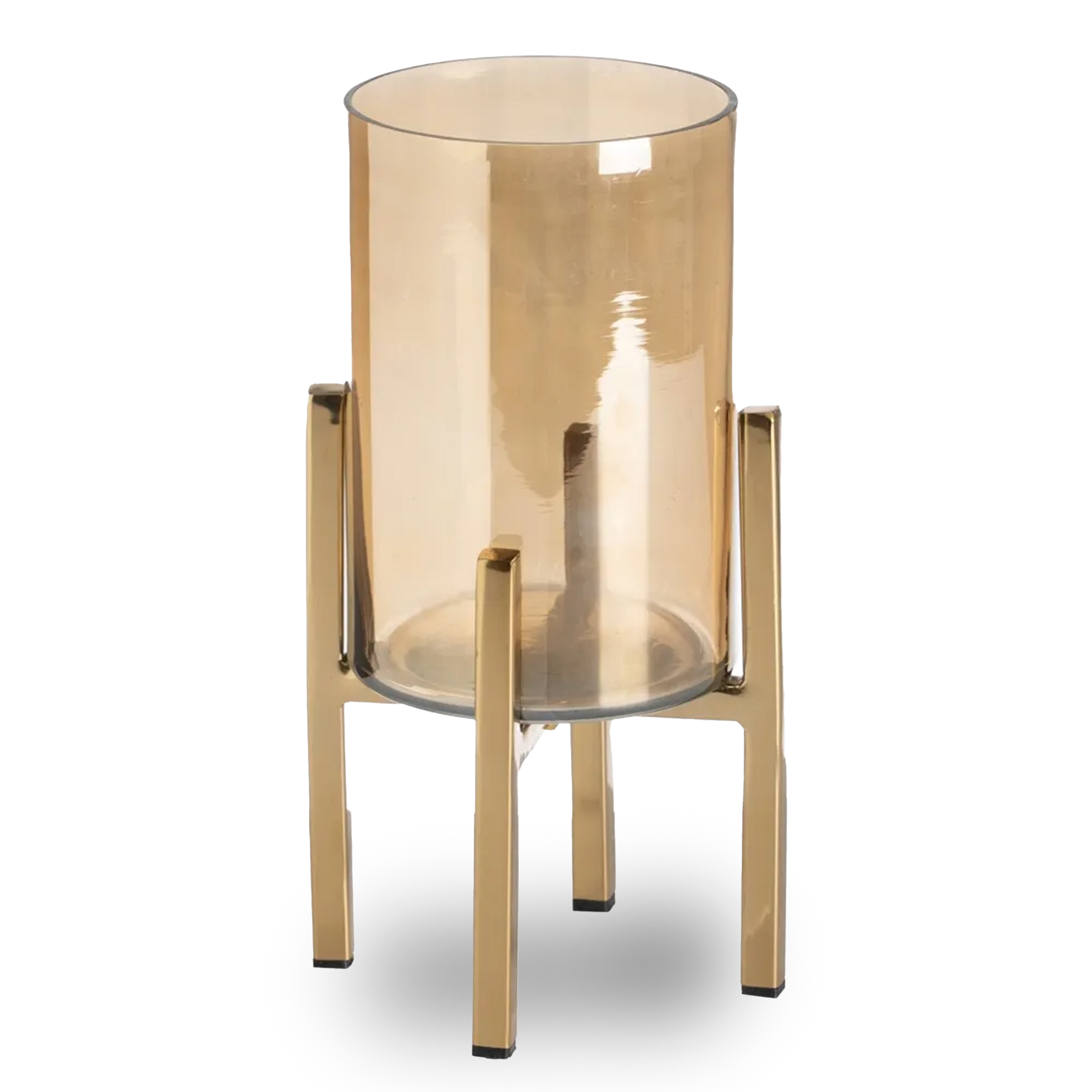 Julia gold glass-metal candle holder, compact luxury design