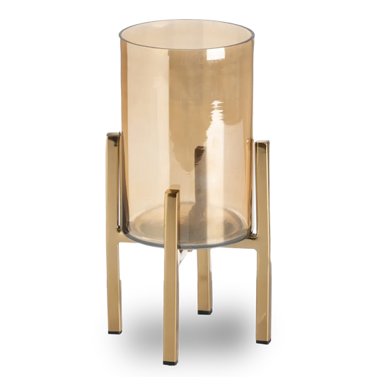 Julia gold glass-metal candle holder, compact luxury design