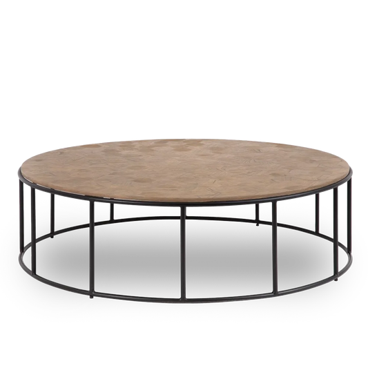 Aoife natural way MDF-metal circular coffee table in a contemporary room