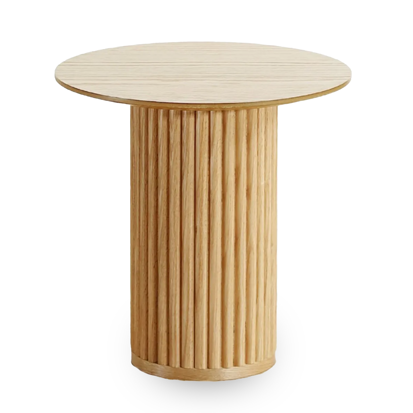 Gala round oak veneer sofa end table with fluted pedestal base – AK Interior Living
