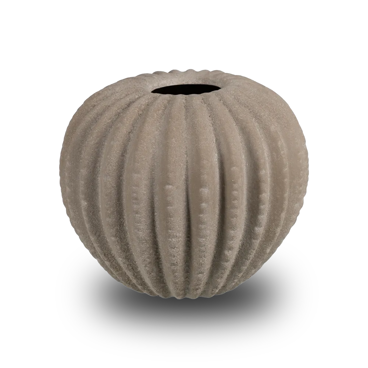 Aine dark grey ceramic vase with textured surface in a sophisticated setting