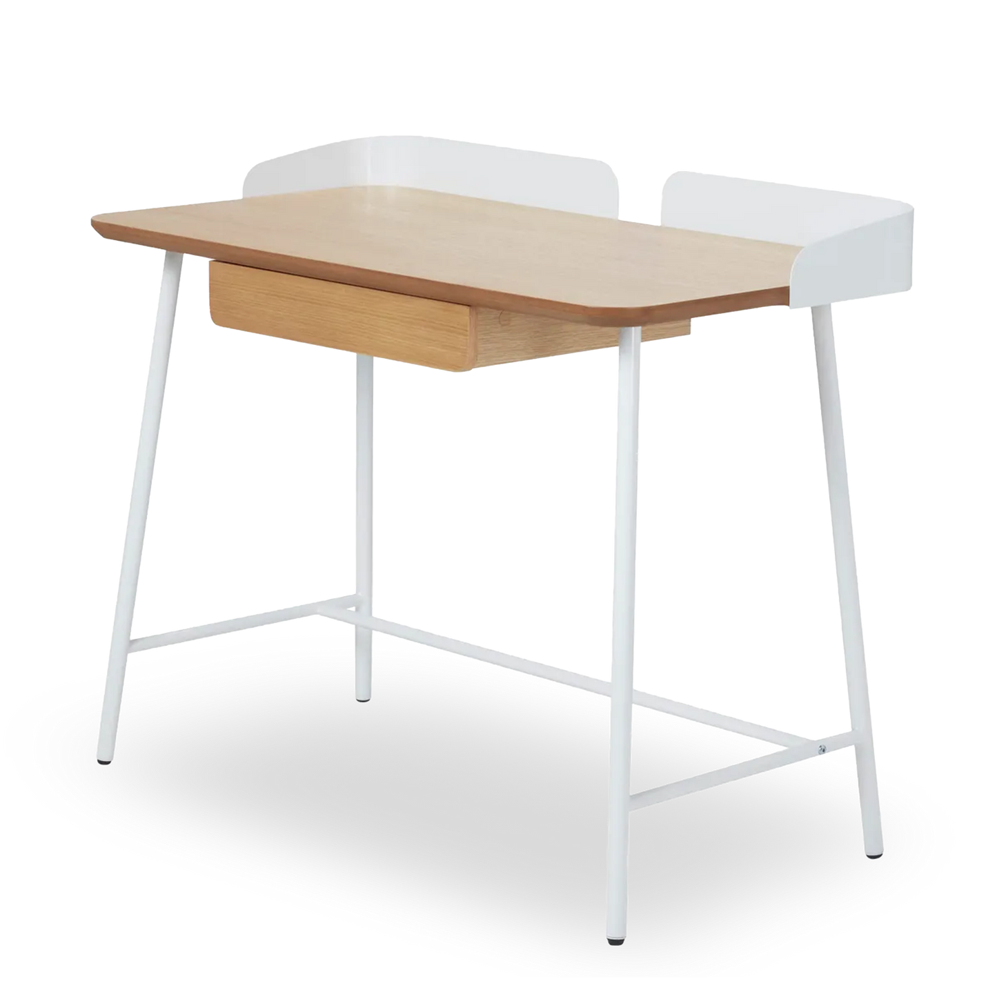 Luna compact 100cm natural wood and white metal desk with drawer – AK Interior Living