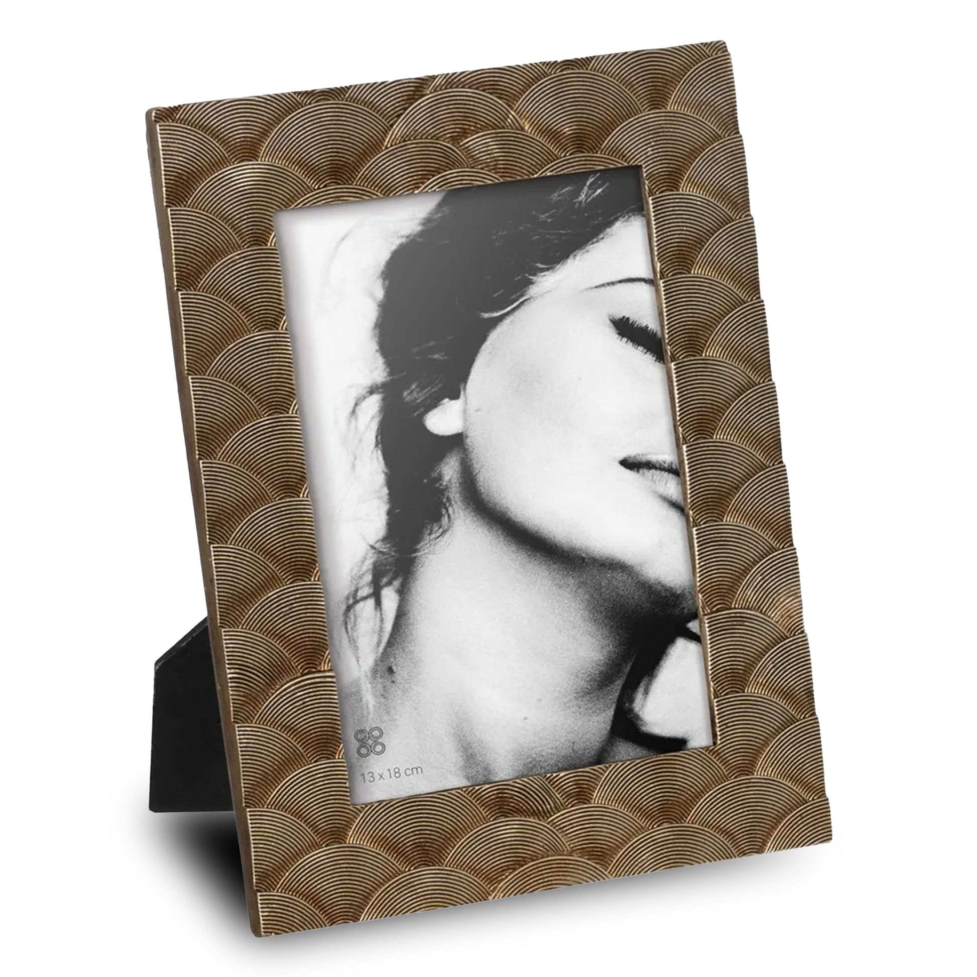 Shauna old-gold polyresin photo frame with intricate wave design for 13x18cm photo
