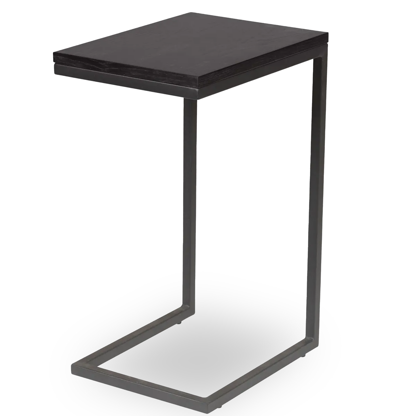 Pia C-shaped black side table with minimalist design and wooden top – AK Interior Living