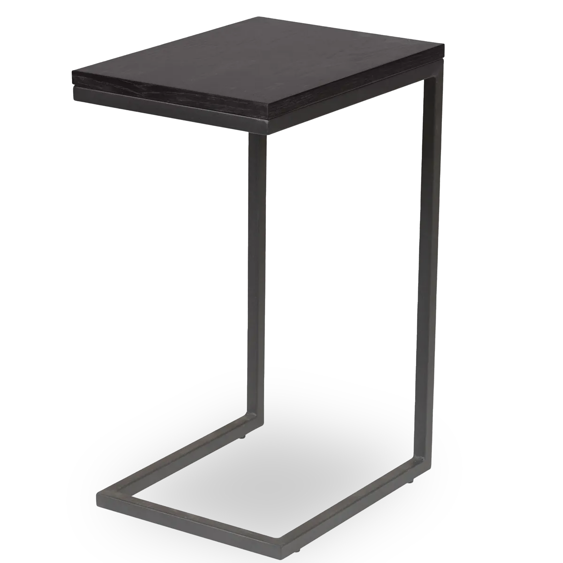 Pia C-shaped black side table with minimalist design and wooden top – AK Interior Living