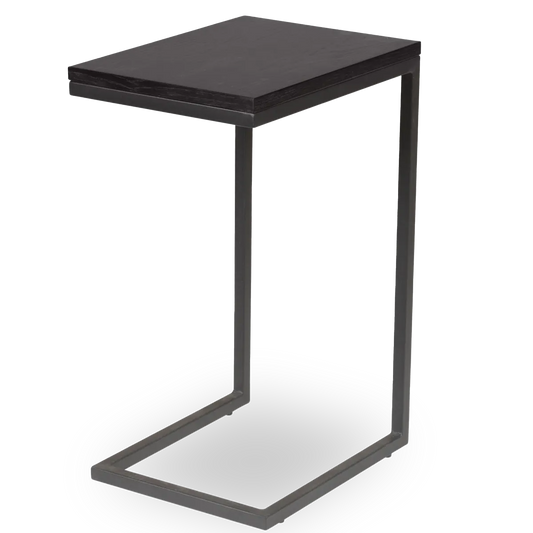 Pia C-shaped black side table with minimalist design and wooden top – AK Interior Living