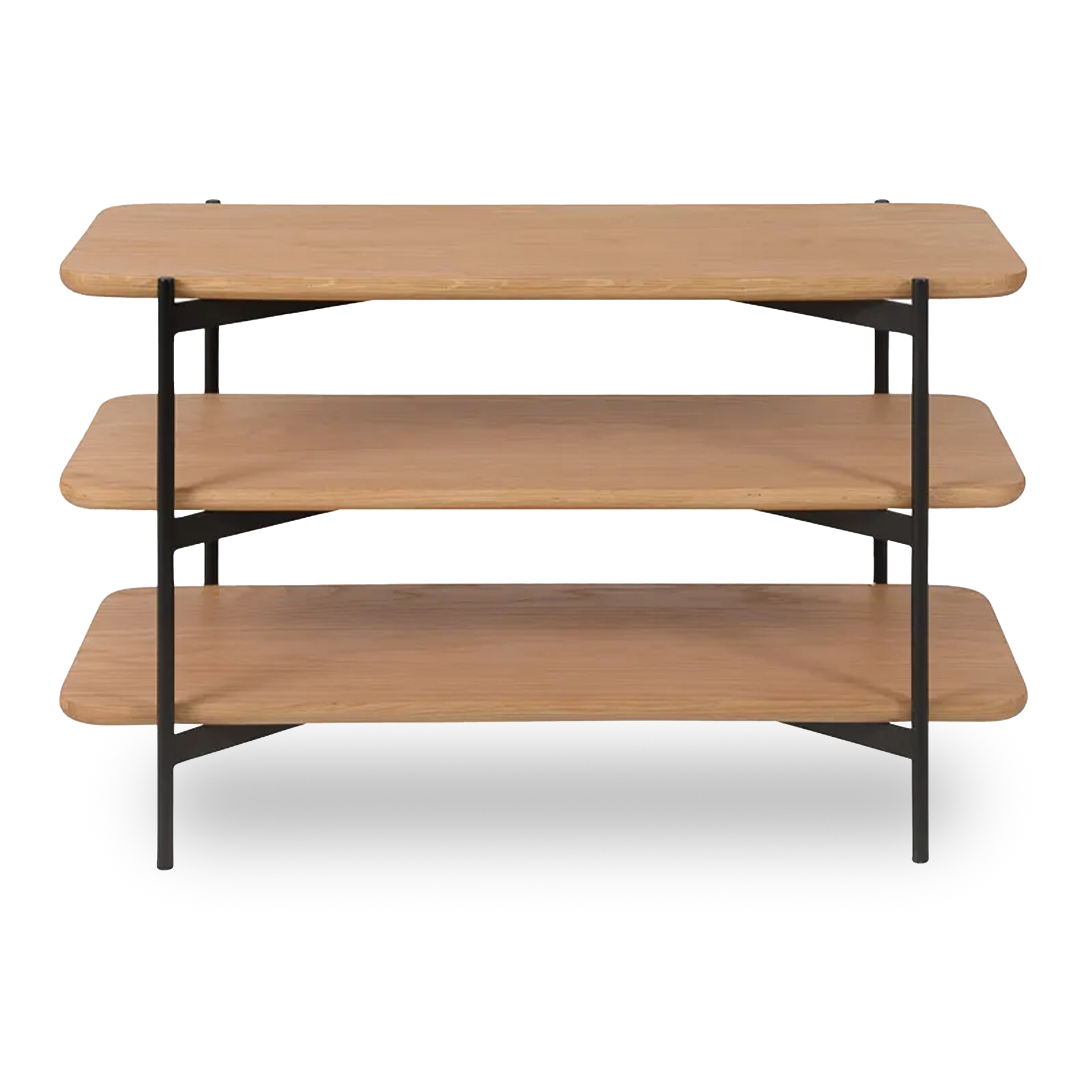 Carla 90cm triple-level wooden side table with black frame – AK Interior Living