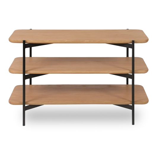 Carla 90cm triple-level wooden side table with black frame – AK Interior Living