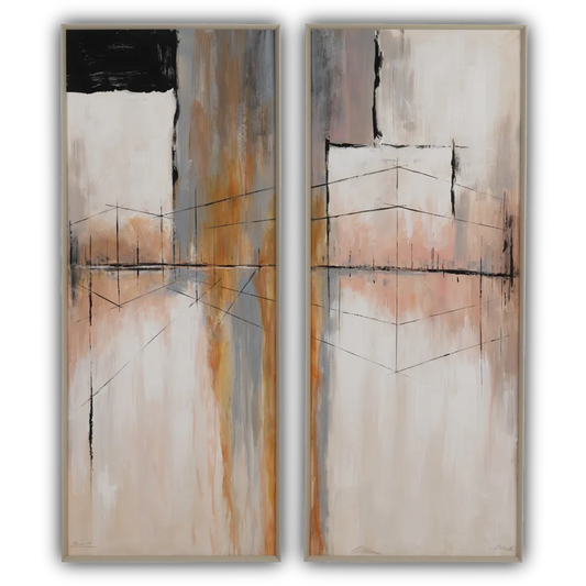 Ciara abstract canvas art set on display, featuring modern neutral tones