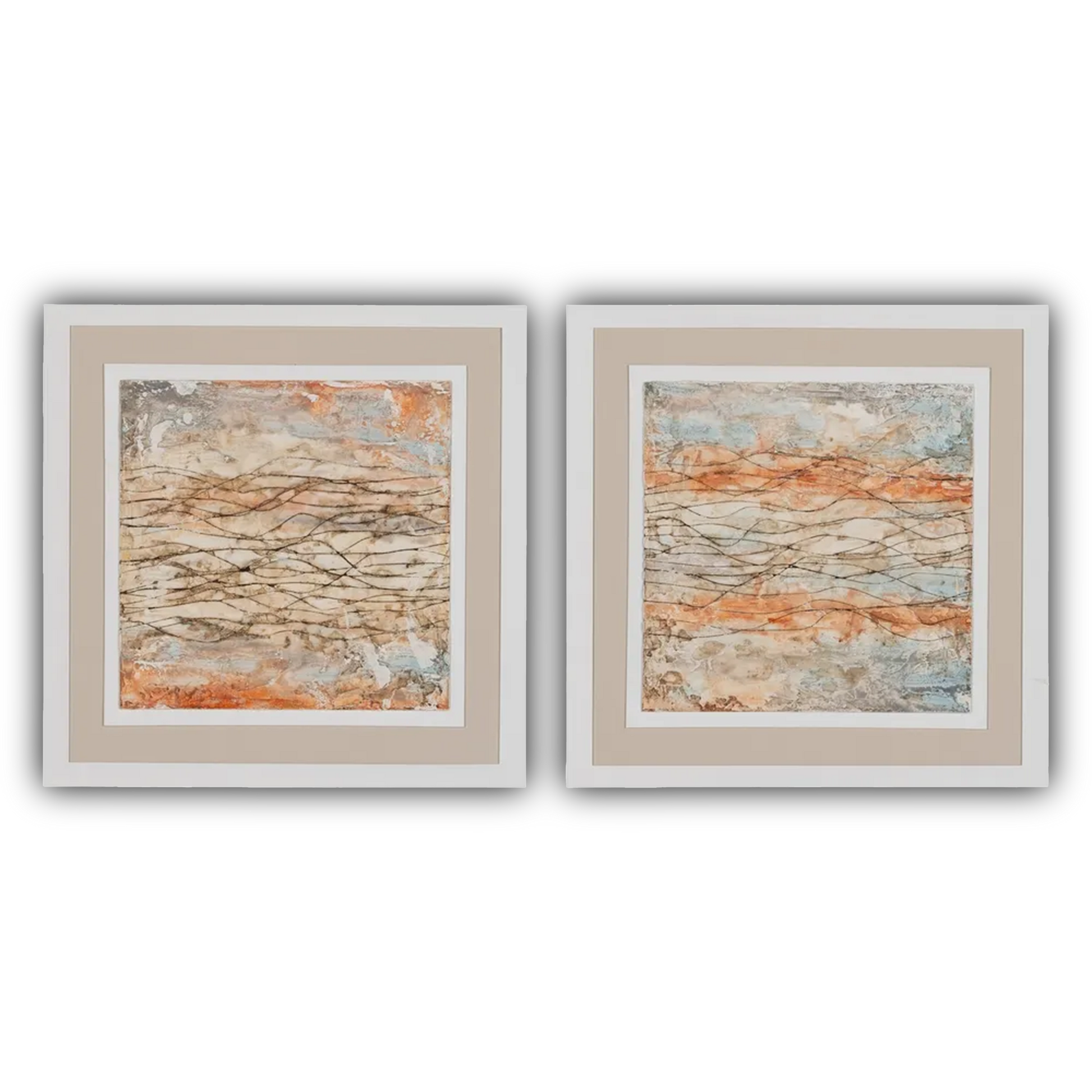 Aodh abstract nature-inspired paintings set in elegant wood frames